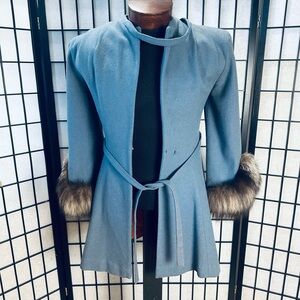 Lilli Ann Vintage 60s Wool Swing Coat w/ Fur Cuffs
